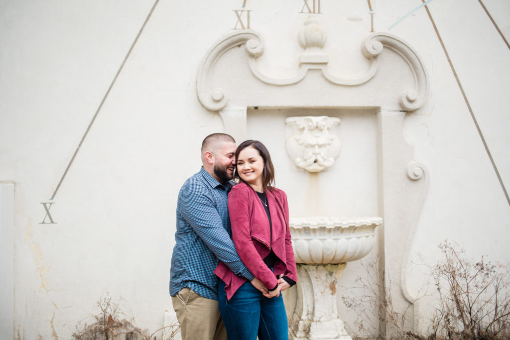 Engagement photo of a couple at Vanderbilt Mansion in Centerport NY Long Island
