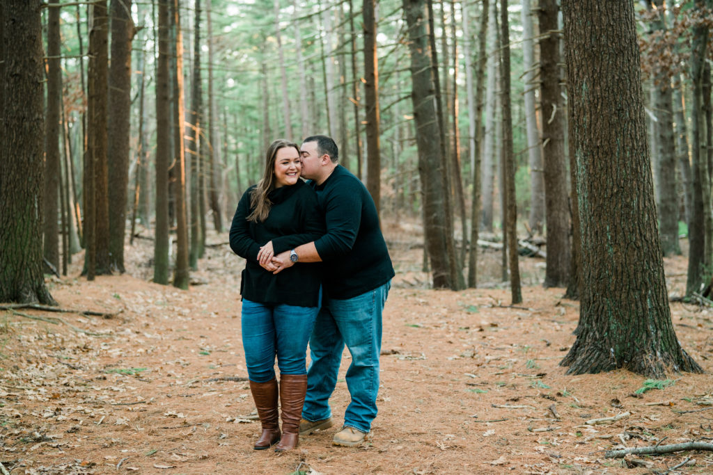 Engagement photography during golden hour at Prosser Pines, Middle Island NY