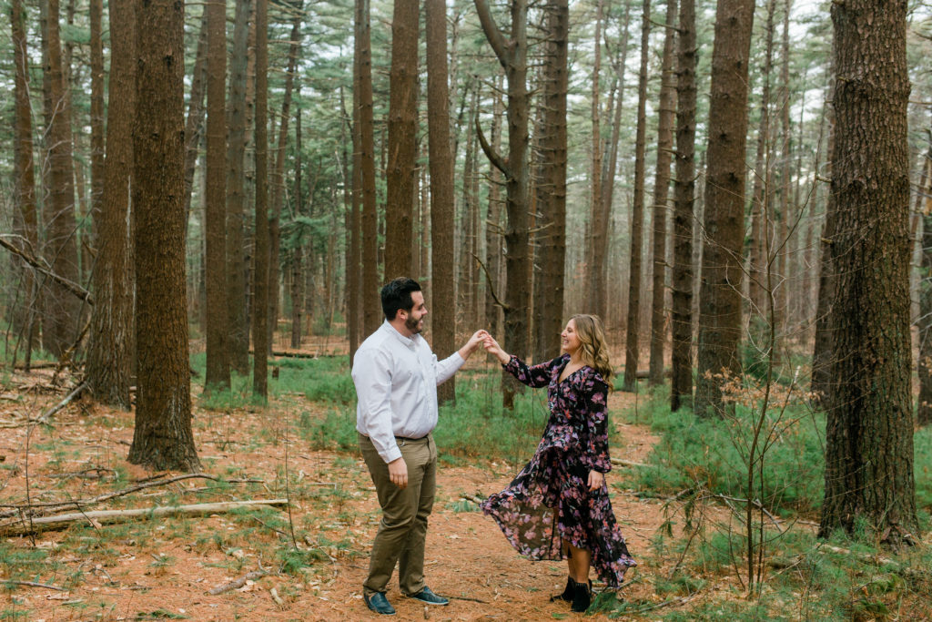 Engaged Couple dancing in Long Island NY Outdoors
