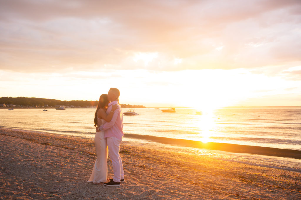 Sunset bride and groom first dance wedding photography